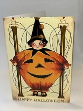 Halloween 3.5 X 5” Unused VINTAGE STYLE Greeting Card picture
