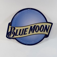 2011 Blue Moon Brewing Company Metal Embossed Hanging Beer Sign Advertising picture