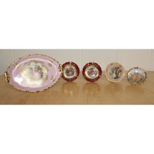 Vintage Miniature Limoges Porcelain Plate with Wire Stand and Platter with stand picture