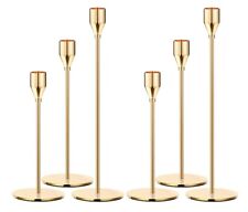 Gold Taper Candle Holder Set of 6, Brass Gold Tall Candlestick Holders, Metal  picture