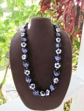 NEW Black Kukui Painted White & Purple Flowers ~ Hawaii Luau Wedding Graduation picture