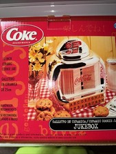 Coca-Cola Ceramic Jukebox Style Cookie Jar Silver White Red w/ Box picture