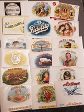 Vtg Lot 18 Early 1900s Cigar Box Labels - Custer, Twain, Corona, Africora, More picture