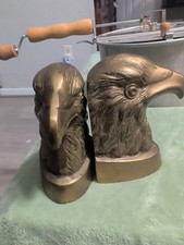 2 vintage Brass American Eagle head book ends  picture