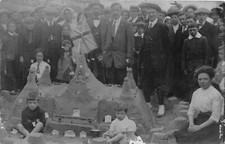 J25/ Foreign Postcard c1926 Blackpool England U.K. Beach Sand Castle Crowd 129 picture