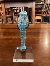 Ancient Grand Tour Egyptian Hand-Carved Faience Glazed Stone Ushabti Figure RARE picture