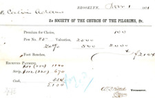 Brooklyn New York Plymouth Church Of Pilgrims Pew Rent 1871 Document picture