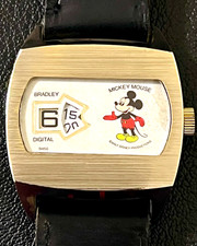 Vintage 1970s Bradley Mickey Mouse Jump Hour Mechanical Watch | For Parts/Repair picture