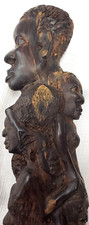 Vintage Makonde Tree of Life, African Mask Carving Art Ebony Wood, Tanzania,U.N. picture