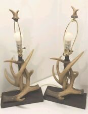 Pair Of Resin Deer Antler Table Lamps - 26” Tall with Hunting Cabin Theme Nice picture