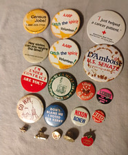 Vintage Mixed Lot Pinback Buttons & Lapel Pins Political AARP Red Cross Nixon picture