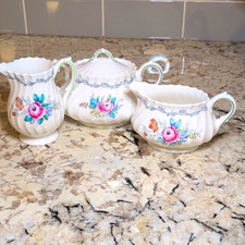 Vtg Royal Doulton Chelsea Rose H4801 Creamer & Covered Sugar Bowl Set 3pc Lot picture