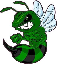 4in x 4.5in Left Facing Green Hornet Vinyl Sticker Car Vehicle Bumper Decal picture