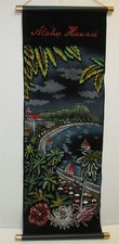 Vintage Aloha Hawaii Black Velvet Banner Wall Hanging picture