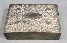 Vintage GODINGER Silverplate FLORAL DESIGN Velvet Interior JEWELRY TRINKET BOX picture