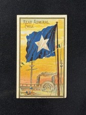 1886 N17 Allen & Ginter Naval Flags - Tobacco Card Trimmed Ad CHILI Rear Admiral picture