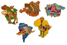 Odyssey of the Mind Virginia VA 2022 Complete Glitter Animals 5 Pins Set picture