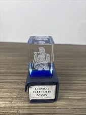 3D Laser Etched Crystal Glass Block Elvis Presley Guitar Man Paperweight  picture