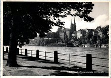 Vintage Postcard Basel Switzerland Rhine Promenade Munster RPPC picture