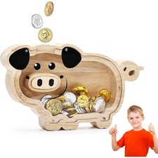 Wooden Piggy Bank for Kids Kids Money Banks for Boys Girls Kids Toddler Bank picture