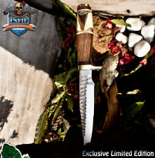 CSFIF Custom Bowie Knife ATS-34 Steel Bone and Wood Brass Guard Hiking picture