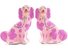 Staffordshire Dogs Cody Foster Large Dog Pair Hand Painted Sold Out Rare Vintage picture