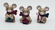 Vtg. Lot Of 3 Homeco Christmas Mice 5210 Candy cane, Wreath & Train picture