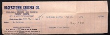 Hagerstown Grocery Co South Potomac St. 1916 Billhead Hygeia Coffee Scarce (#1) picture