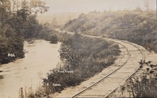 LUTHER MICHIGAN 1917 RPPC Pine River Railroad Curve View Photo Postcard picture