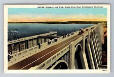 OK-Oklahoma, Highway And Walk, Grand River Dam, Antique, Vintage Postcard picture