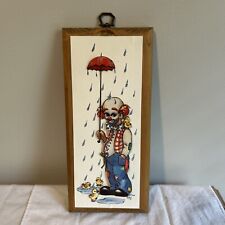 Vintage Lois Thayer 3D Clown with Umbrella and baby Ducks Art Wall Hanging picture