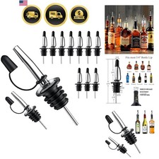 12 Pack Liquor Pour Spout With Dust Caps - Bottle Pourers for Alcohol, Olive ... picture