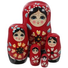 5pcs Russian Nesting Dolls Chic Wooden Matryoshka Stacking Toy for Kids picture