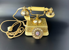 French Style Rotary Telephone Ivory Gold Victorian Vintage picture