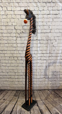 150cm Painted Wooden Horse Standing Single Carved Solid Wood Zebra Handmade picture