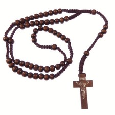 Hand Crafted Wood Rosary Round 8mm Beads Catholic Crucifix Handmade Jerusalem picture