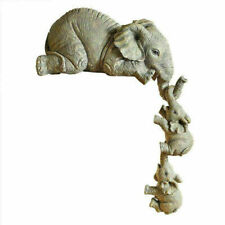 3Pcs Cute Resin Elephant Figurine Mother Elephant Hanging 2-Babies Home Décor US picture