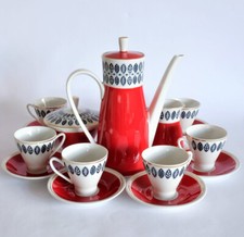 VTG MCM Freiberger Porcelain Coffee or Chocolate Set for 6 East Germany 1960’s picture