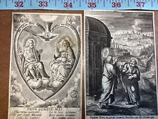 Antique Holy Card  Engraving c. 1620’s Christ Sacred Heart Peter picture