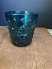 Vintage Patriotic Americana Eagle & Stars Bicentennial Indiana Blue Glass picture