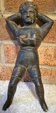 Antique Original Naughty Nelly Boot Jack Door Stop Nellie Cast Iron Burlesque picture