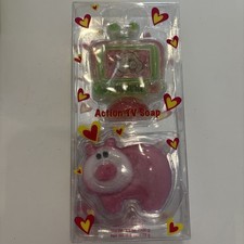 VINTAGE ACTION TV CRYSTAL SOAP BARS PINK PIG  CHANGING SCREEN NEW IN PACKAGE picture
