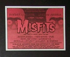 The Misfits Static Age Tour 1996 Mini Poster Type Concert Advert, Promo Ad var.2 picture