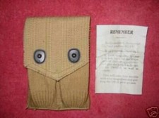 ORIG. WW I MILLS KHAKI 45 CAL. DOUBLE CLIP POUCH  DATED 1918 MINT picture
