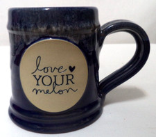 Deneen Pottery Love Your Melon blue drop glaze Mug Cup stoneware USA 2017 NEW picture