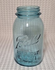 Vintage Antique 1920s-1930s Quart Aqua Blue Ball Perfect Mason Canning Jar #6 picture