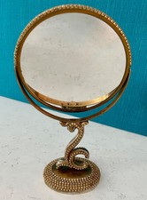 Vintage Matson Vanity Mirror Rhinestone Faux Pearl Gold Pedestal Hollywood Regen picture