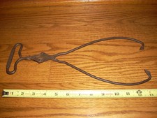 Antique J B ROUX Ice Block Tongs FARRELL PA Phone 867 Coal Ice Flour Feed. picture