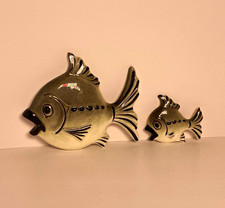 Ceramic Fish Wall Plaque Set of 2, Large & Small, Gray/White/Black MGM 1950s picture