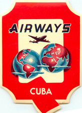 CUBA AIRWAYS - Great Old (English Version) Airline Luggage Label, c. 1955 picture